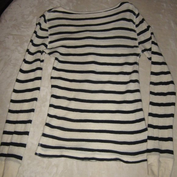 Ladies Cream and Black Striped Top Size Small - Picture 2 of 2